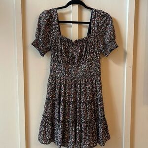 Row A Blue floral Short Sleeve Mini Dress